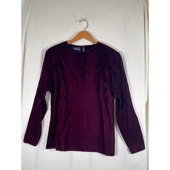 VTG Ralph Lauren Womens Size 8 Wine Rayon Velvet Pullover Top 80s Power Shoulder - Picture 12 of 13